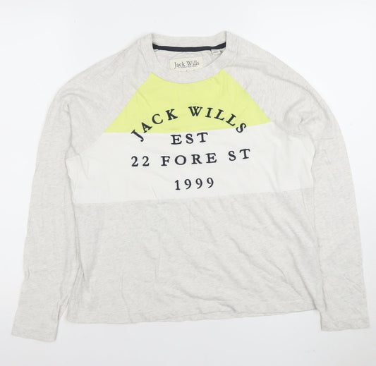 Womens UK Size 10 Jack Wills Grey Basic T-Shirt