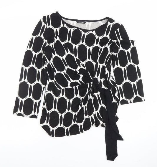 Womens UK Size 10 Roman Black Wrap Blouse