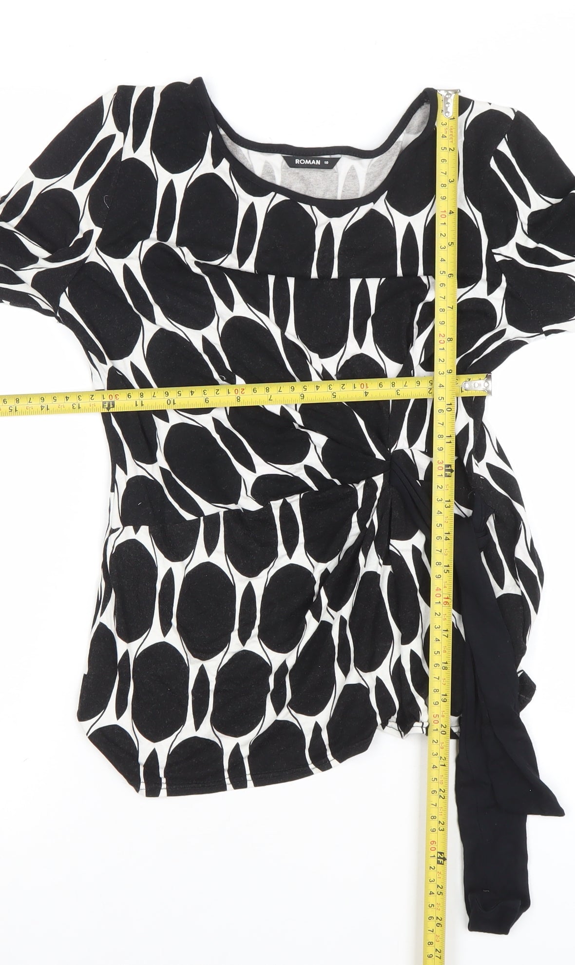 Womens UK Size 10 Roman Black Wrap Blouse