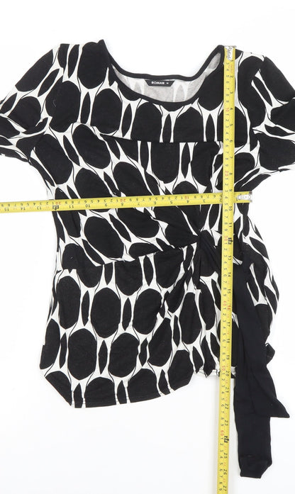 Womens UK Size 10 Roman Black Wrap Blouse