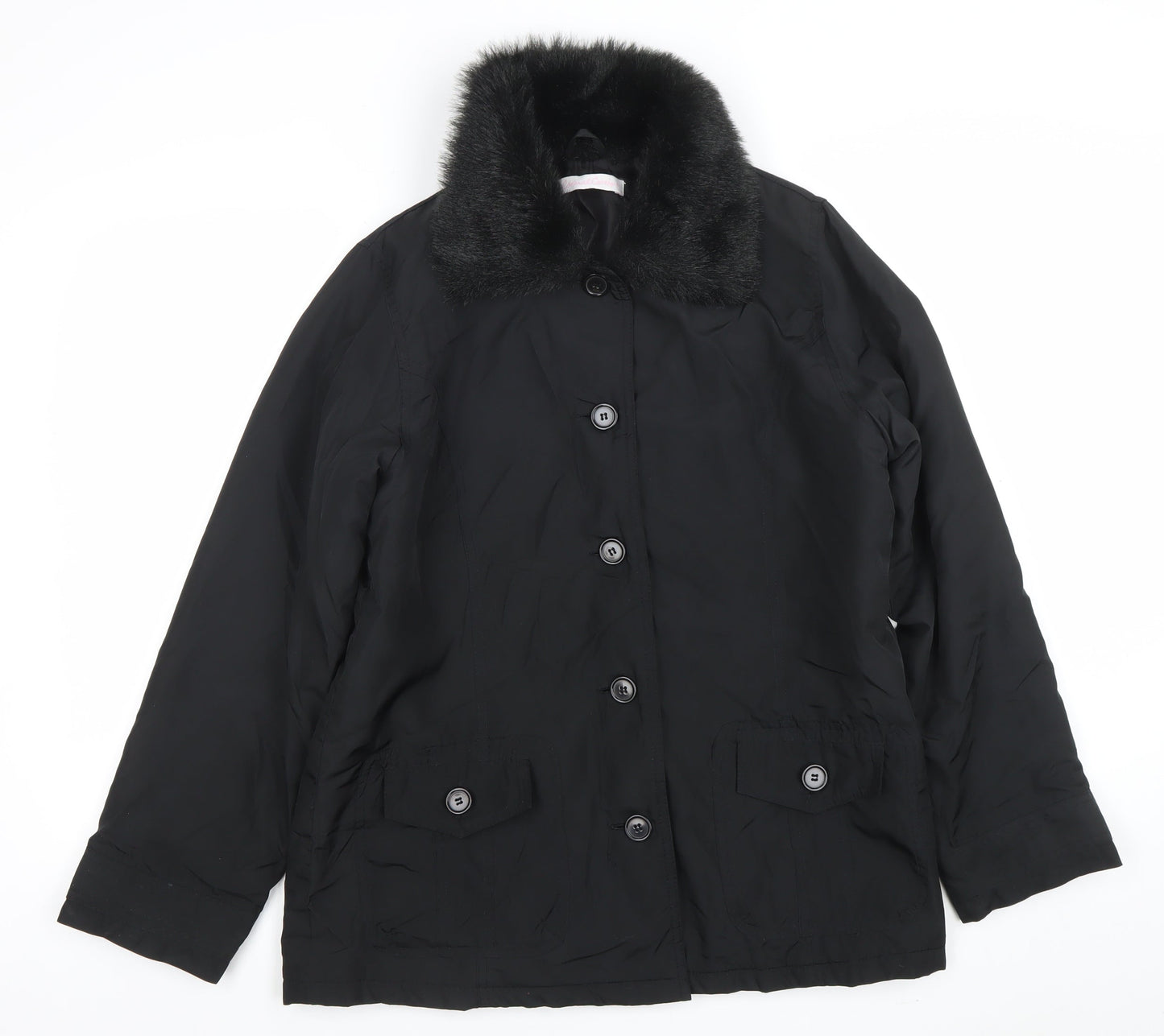 Womens UK Size 12 Casual Comfort Black Overcoat