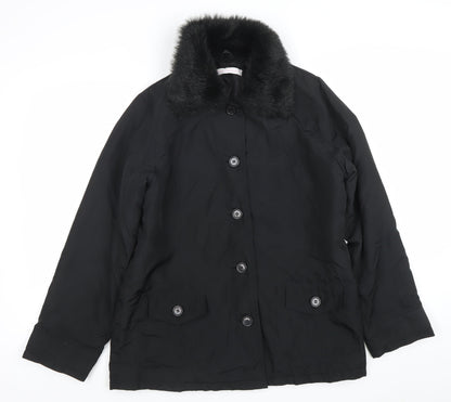 Womens UK Size 12 Casual Comfort Black Overcoat