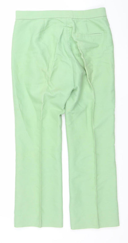 Sandro Paris Women's Green Cotton Blend Slim Trousers Size 14