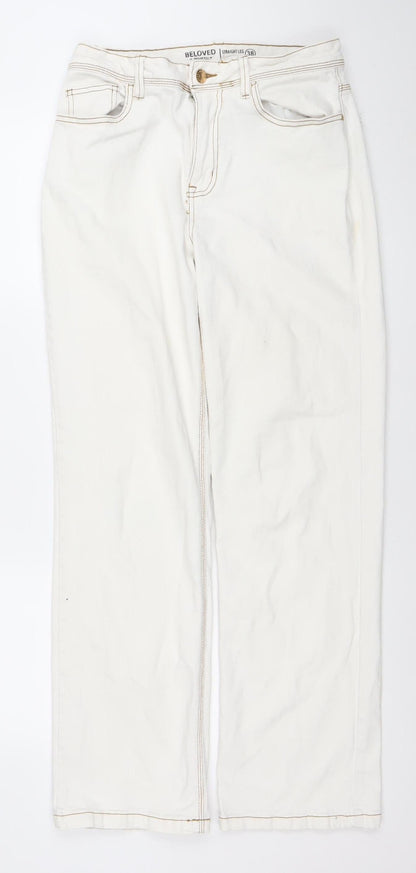 Womens UK Size 10 Beloved Regular Fit Straight Ivory Jeans