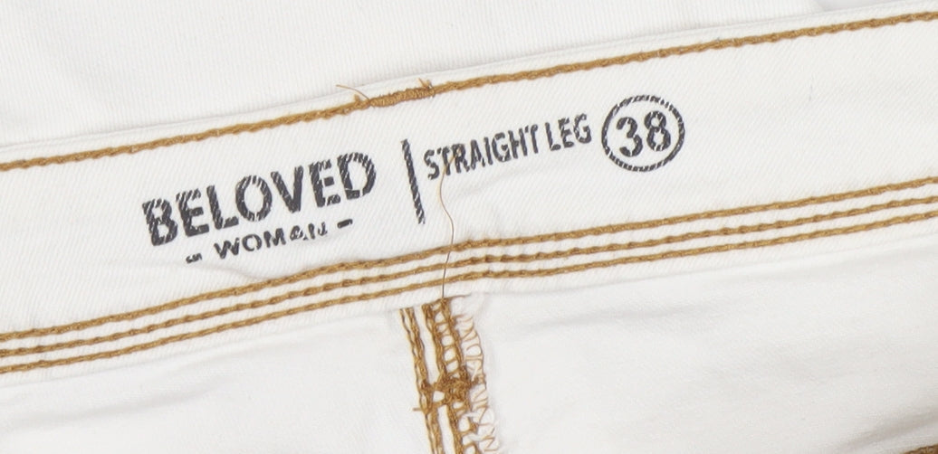 Womens UK Size 10 Beloved Regular Fit Straight Ivory Jeans