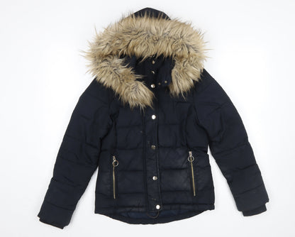 Womens UK Size 6 Topshop Blue Puffer Jacket
