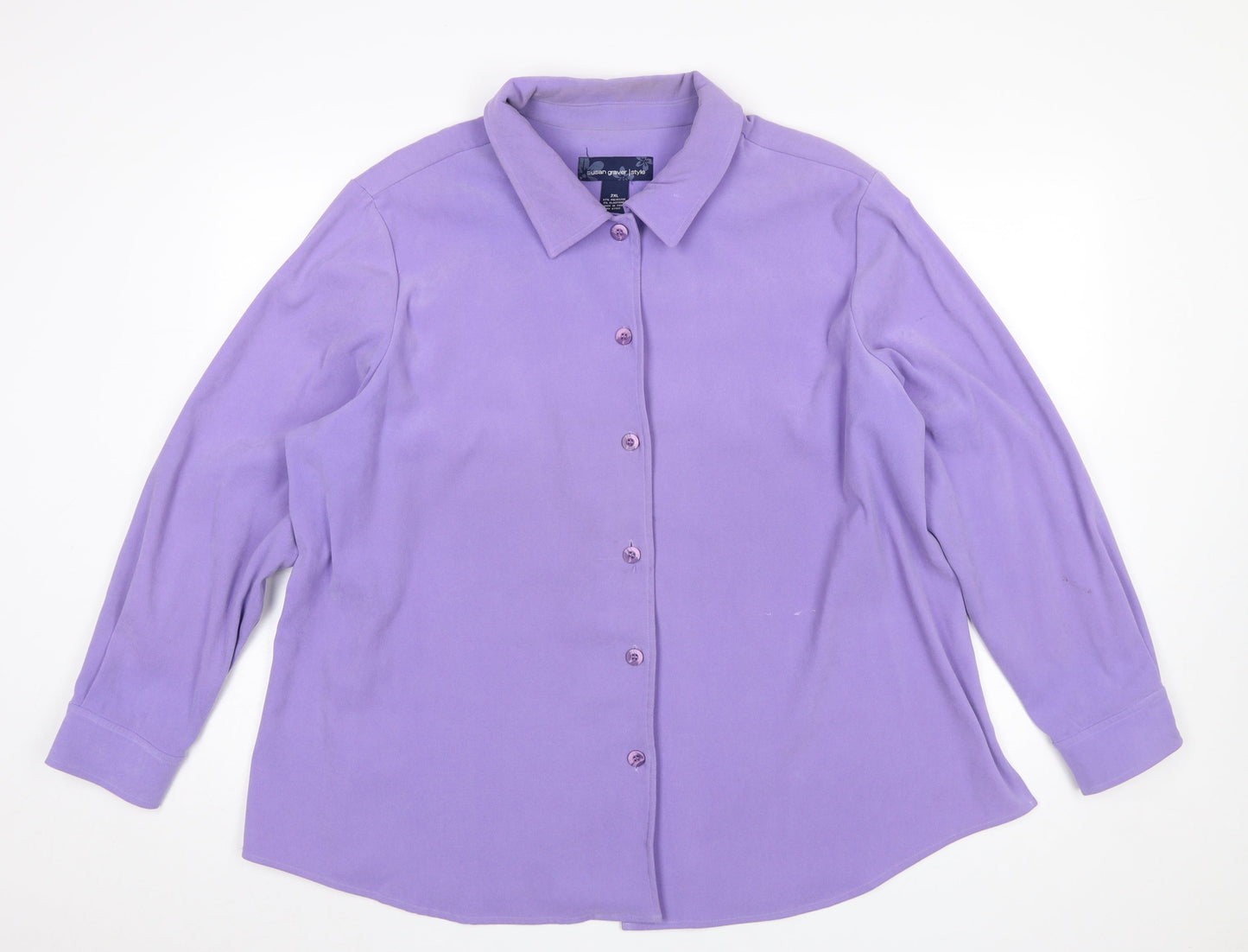 Womens UK Size 2XL Susan Graver Purple Basic Button-Up