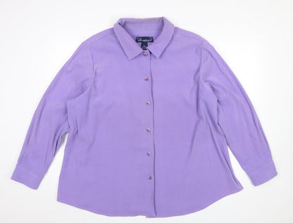 Womens UK Size 2XL Susan Graver Purple Basic Button-Up