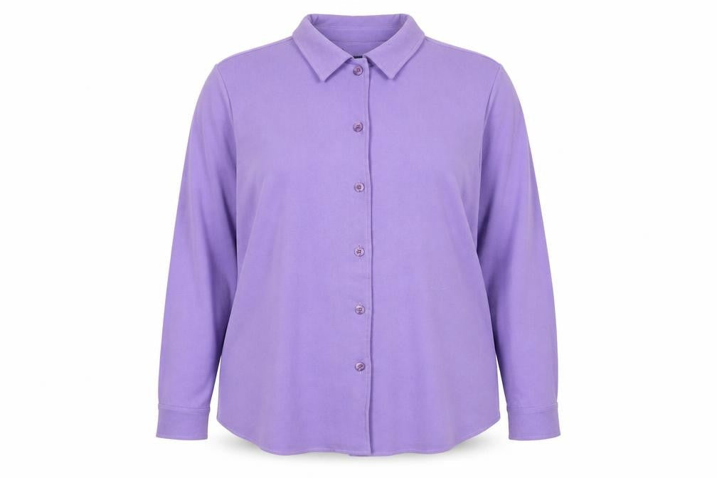 Womens UK Size 2XL Susan Graver Purple Basic Button-Up
