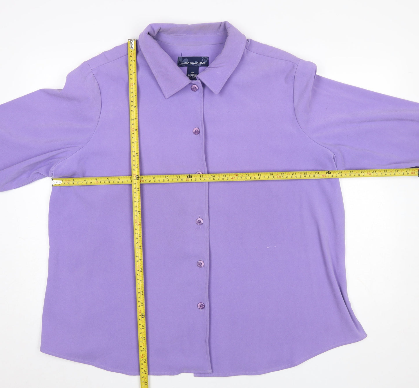 Womens UK Size 2XL Susan Graver Purple Basic Button-Up