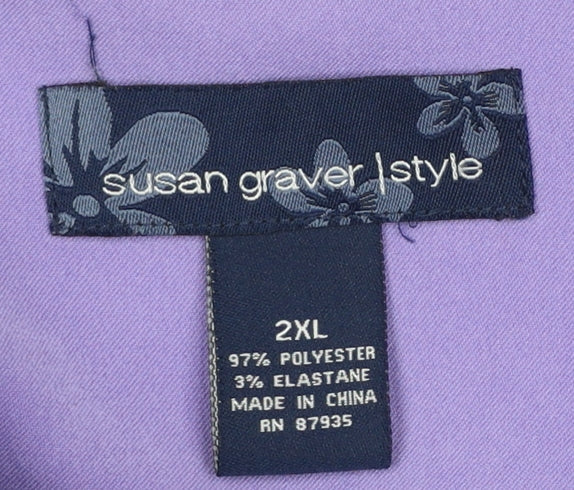 Womens UK Size 2XL Susan Graver Purple Basic Button-Up