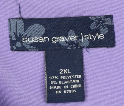 Womens UK Size 2XL Susan Graver Purple Basic Button-Up