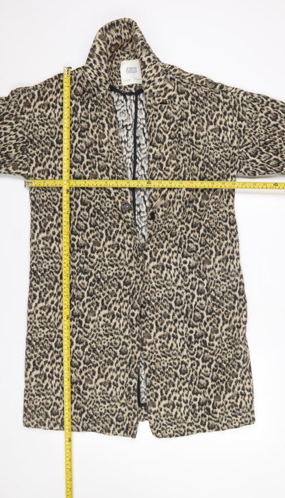Womens UK Size XS Zara Brown Overcoat
