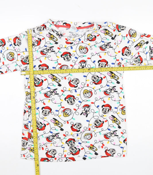 Tu Disney Womens White Christmas Nightshirt Size 10 Long Sleeve Fleece