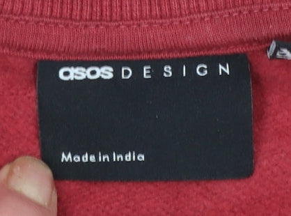 Mens UK Size L ASOS DESIGN Red Pullover Sweatshirt