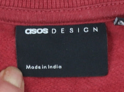 Mens UK Size L ASOS DESIGN Red Pullover Sweatshirt