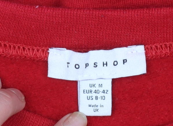 Womens UK Size M Topshop Red Pullover Sweatshirt