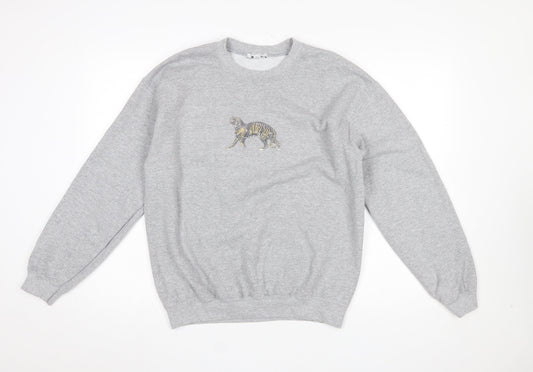 Womens UK Size M Topshop Grey Pullover Sweatshirt