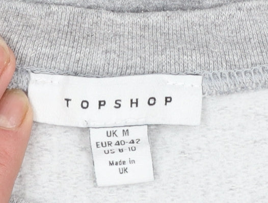 Womens UK Size M Topshop Grey Pullover Sweatshirt
