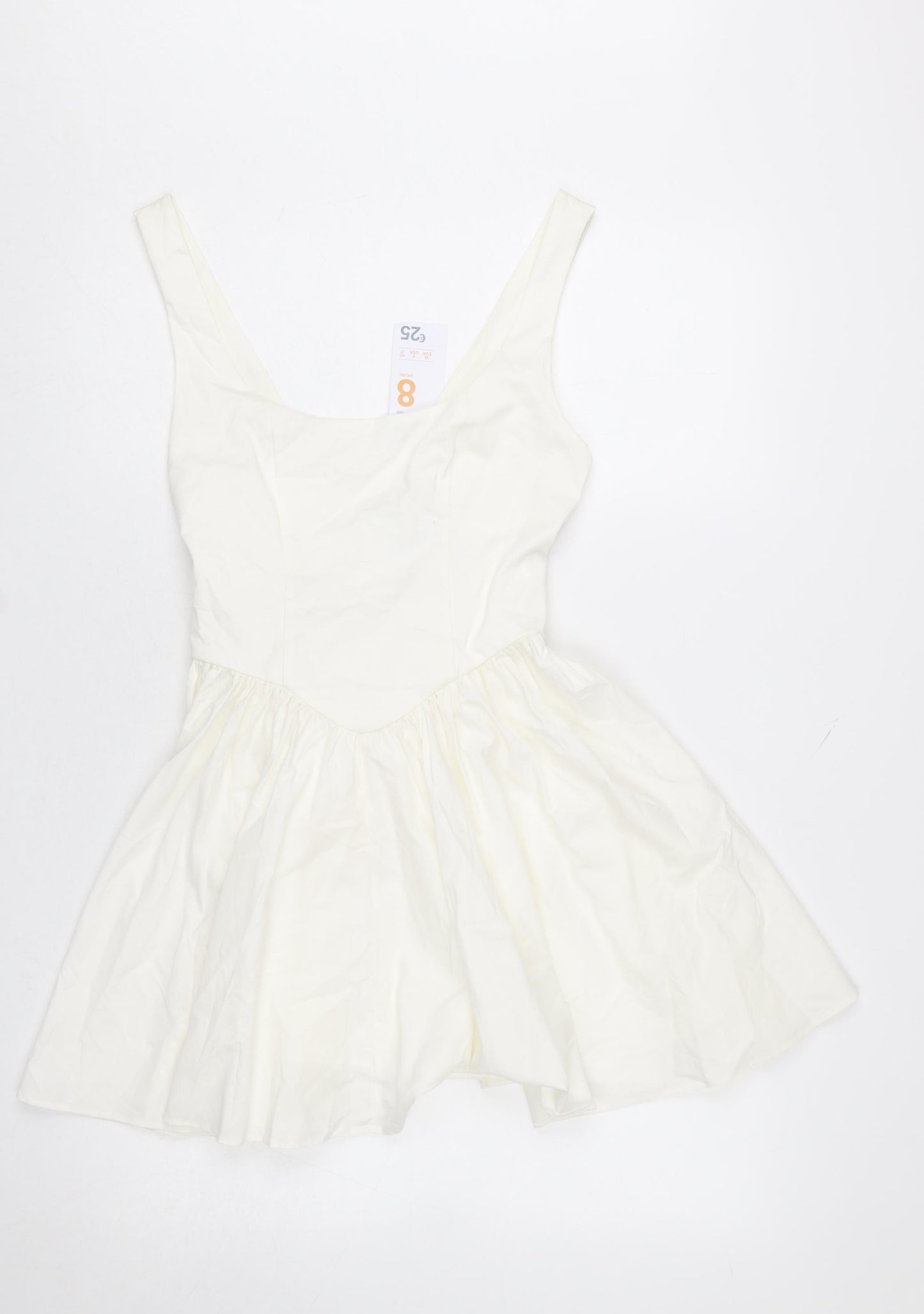 Primark Women Ivory Fit & Flare Short Sleeveless Dress Size 8