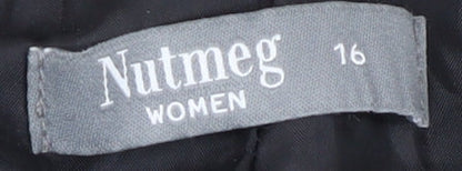 Nutmeg Women Beige Check Belted Mid-Length Coat Size 16