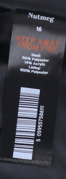 Nutmeg Women Beige Check Belted Mid-Length Coat Size 16