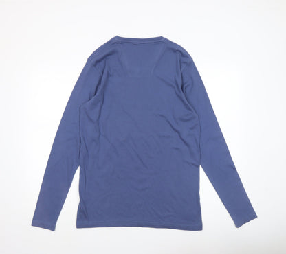 Tommy Hilfiger Men's Blue 2XL Long Sleeve V-Neck Cotton Top