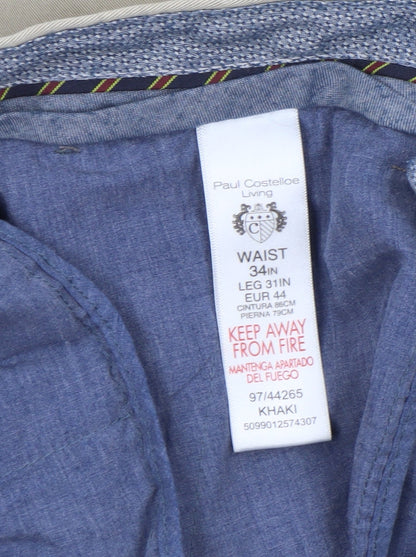 Mens UK Size M Paul Costelloe Regular Fit Chino Beige Trousers