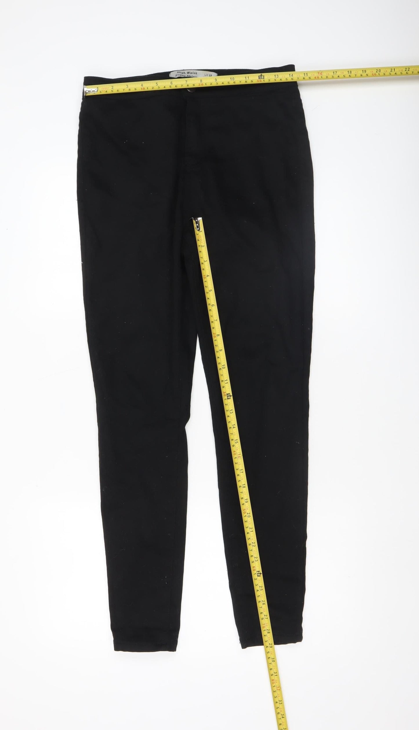 Womens UK Size 12 New Look Slim Fit Casual Workwear Black Trousers