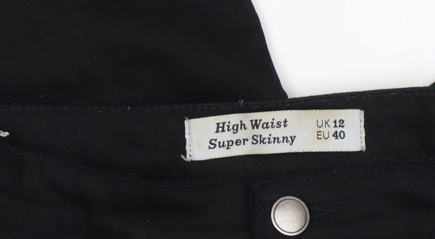 Womens UK Size 12 New Look Slim Fit Casual Workwear Black Trousers