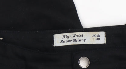 Womens UK Size 12 New Look Slim Fit Casual Workwear Black Trousers
