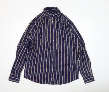 Mens UK Collar Size L Façonnable Smart Blue  Dress Shirt