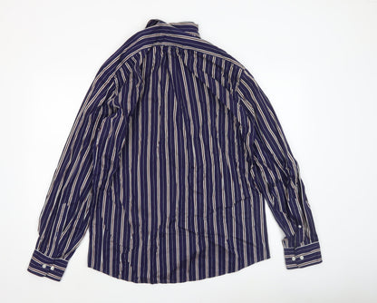 Mens UK Collar Size L Façonnable Smart Blue  Dress Shirt