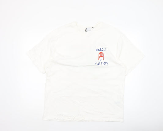 Womens UK Size L Bershka White Basic T-Shirt