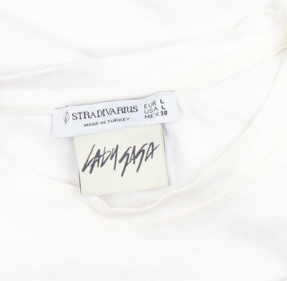 Womens UK Size L Stradivarius White Basic T-Shirt