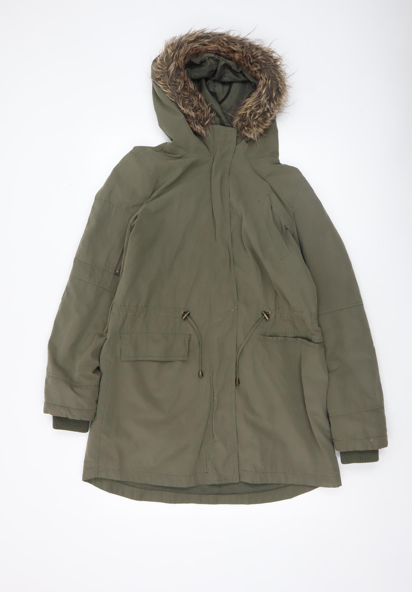 Womens UK Size S Oasis Green Parka Coat