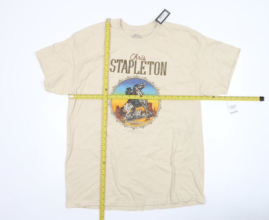 Chris Stapleton Men's Beige Short Sleeve Cotton Graphic T-Shirt L