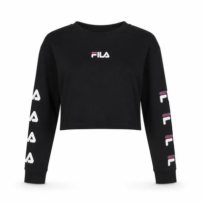 Womens UK Size 2XS FILA Black Cropped T-Shirt