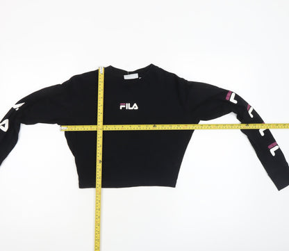 Womens UK Size 2XS FILA Black Cropped T-Shirt