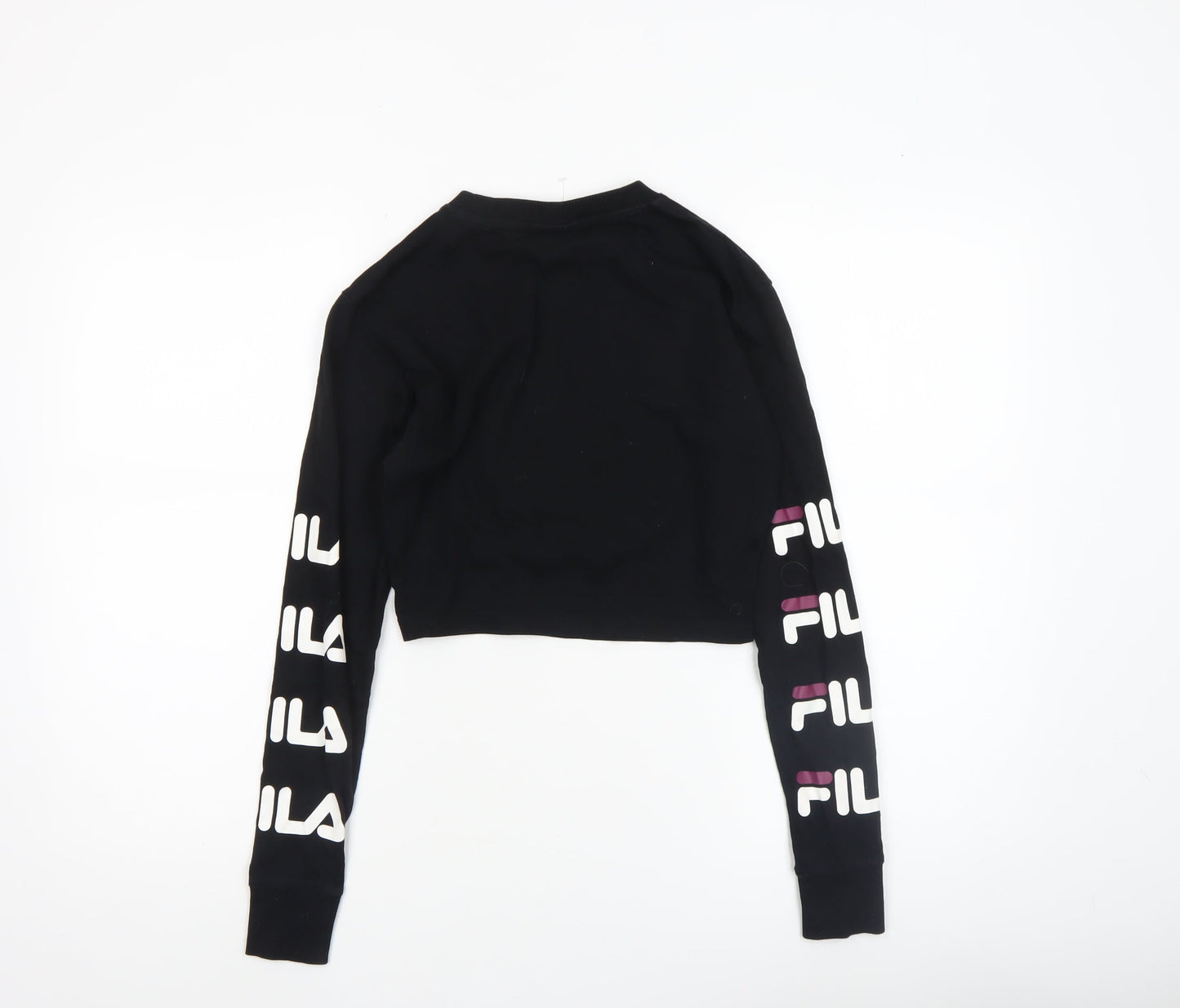 Womens UK Size 2XS FILA Black Cropped T-Shirt