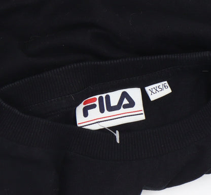 Womens UK Size 2XS FILA Black Cropped T-Shirt