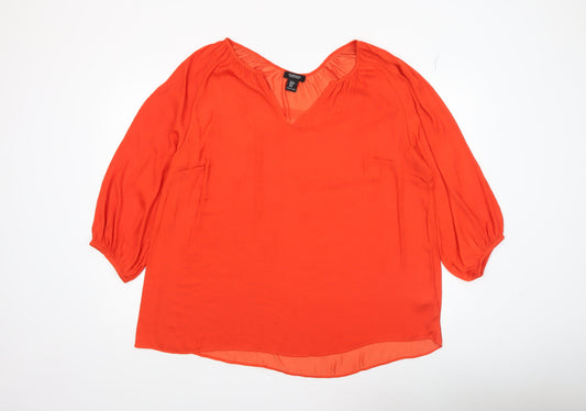 Womens UK Size 18 Plus Jones New York Orange Tunic Blouse