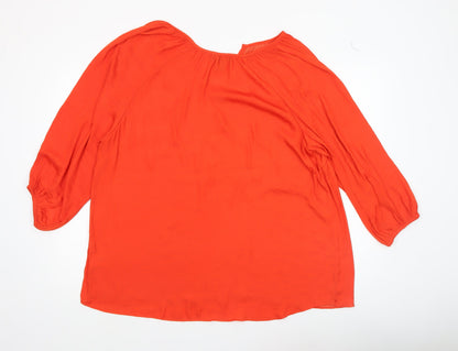 Womens UK Size 18 Plus Jones New York Orange Tunic Blouse