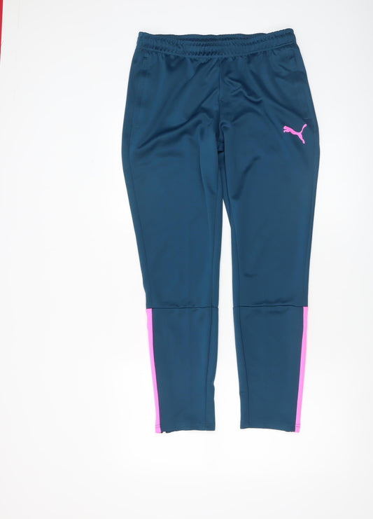 Mens UK Size M PUMA Regular Fit Jogger Blue Trousers