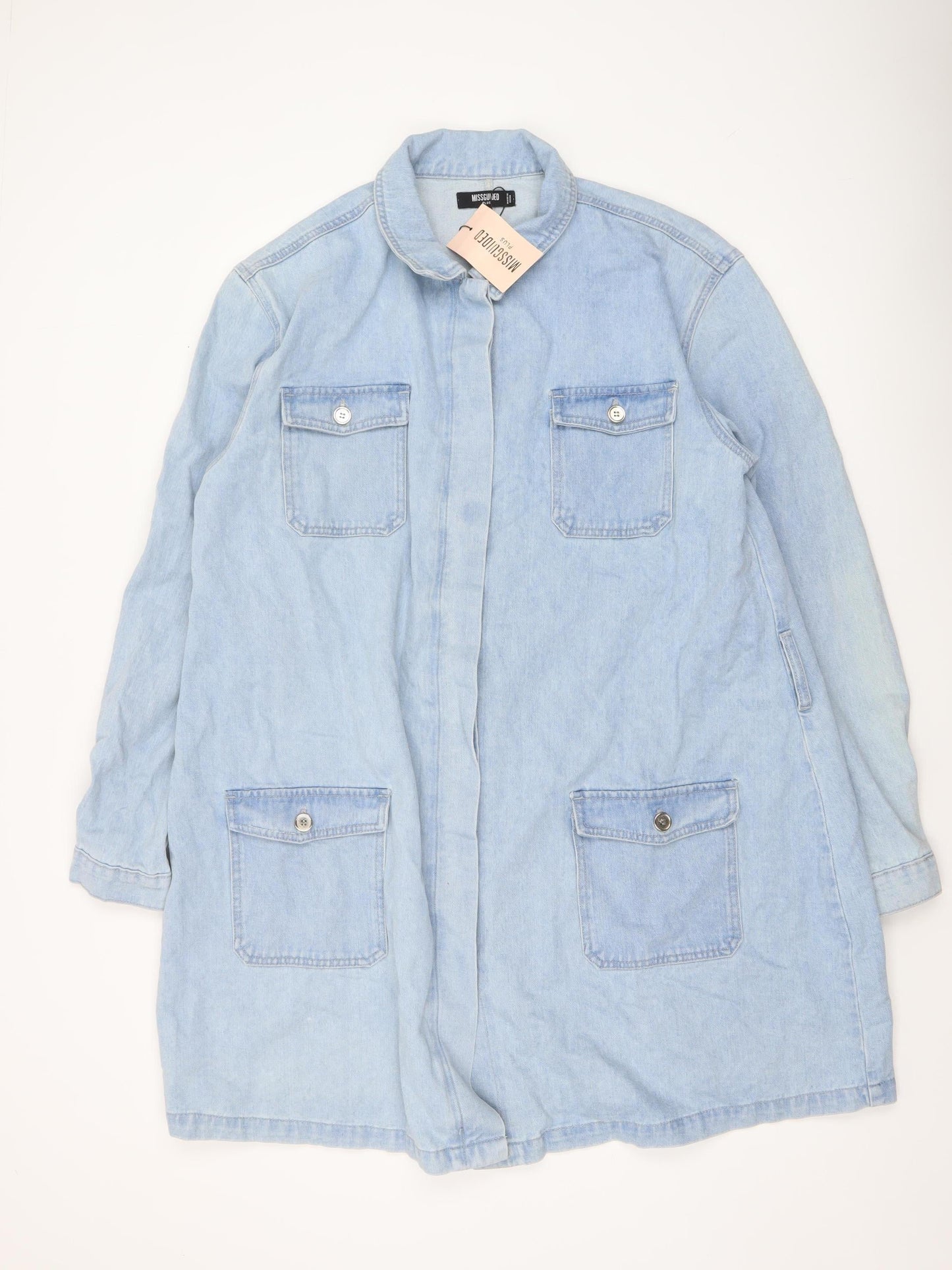 Missguided Plus Women’s Blue Denim Long Trench Coat UK 22