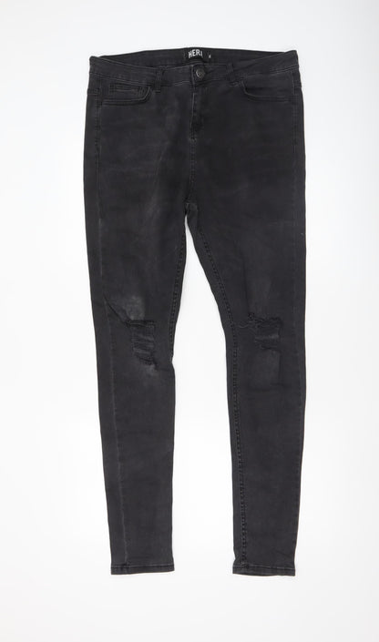 Mens UK Size L Hera Slim Fit Skinny Black Jeans