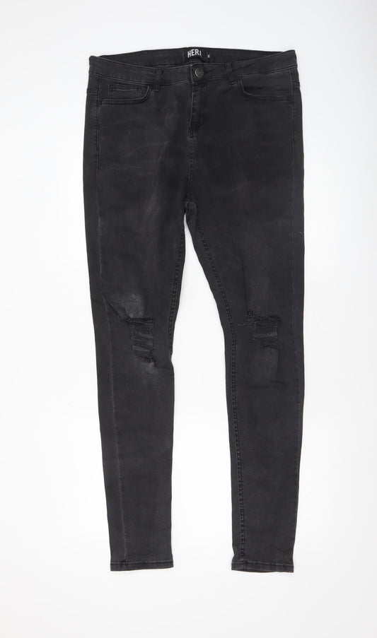 Mens UK Size L Hera Slim Fit Skinny Black Jeans