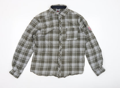 Helly Hansen Men's Green Check Flannel Long Sleeve Button-Up Shirt Size M