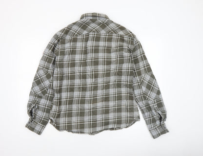Helly Hansen Men's Green Check Flannel Long Sleeve Button-Up Shirt Size M