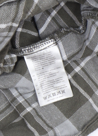 Helly Hansen Men's Green Check Flannel Long Sleeve Button-Up Shirt Size M